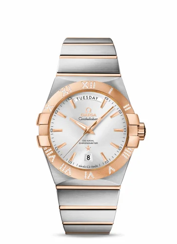 Omega Constellation Co-Axial 38 Day-Date Stainless Steel / Red Gold / Diamond / Silver 123.25.38.22.02.001 (12325382202001)